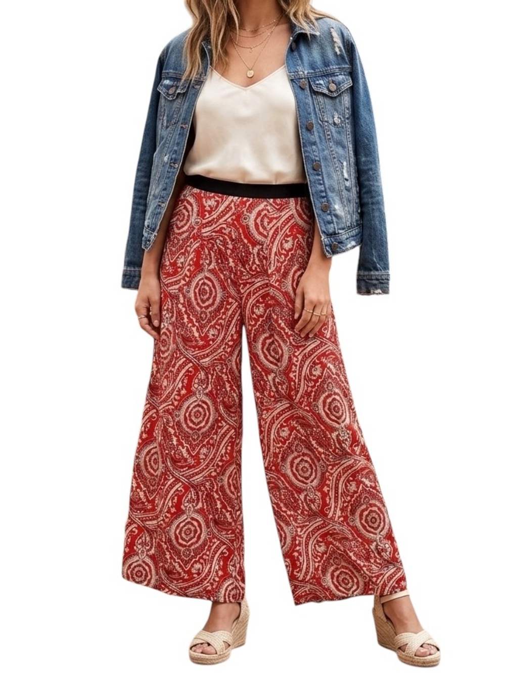 Staring at Stars Red Wide-Leg Culotte Pants Size 2 Urban Outfitters